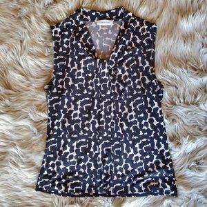 Calvin Klein Black and White Animal Print Blouse